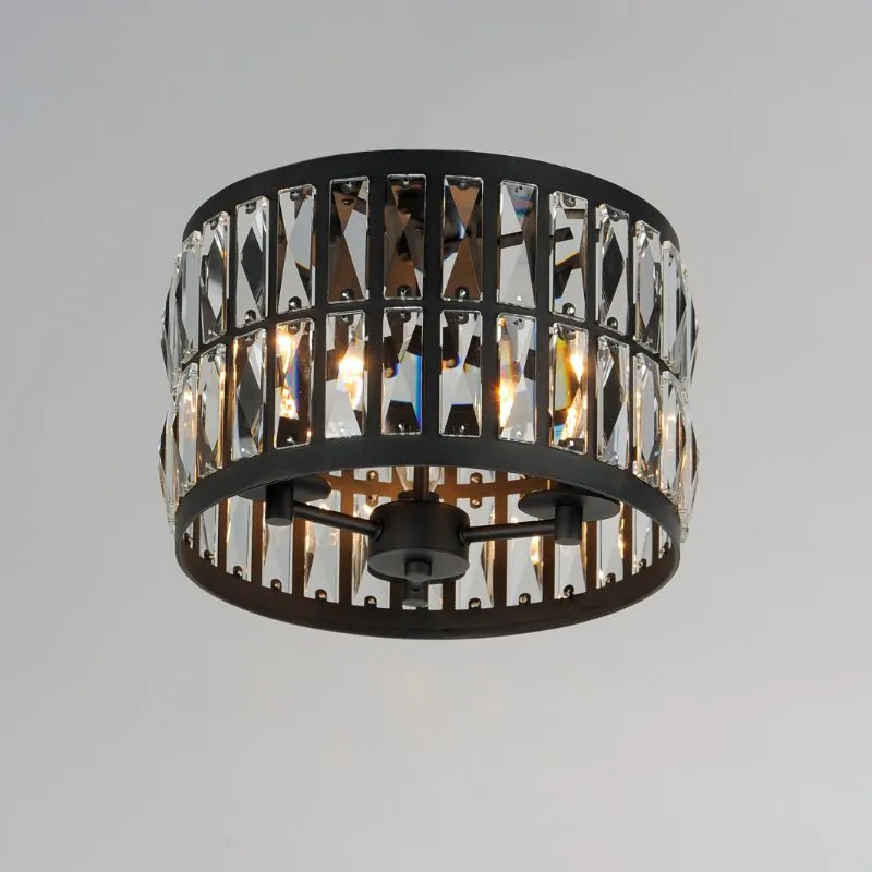 Madeline 12.5" 3 Light Flush Mount in Black