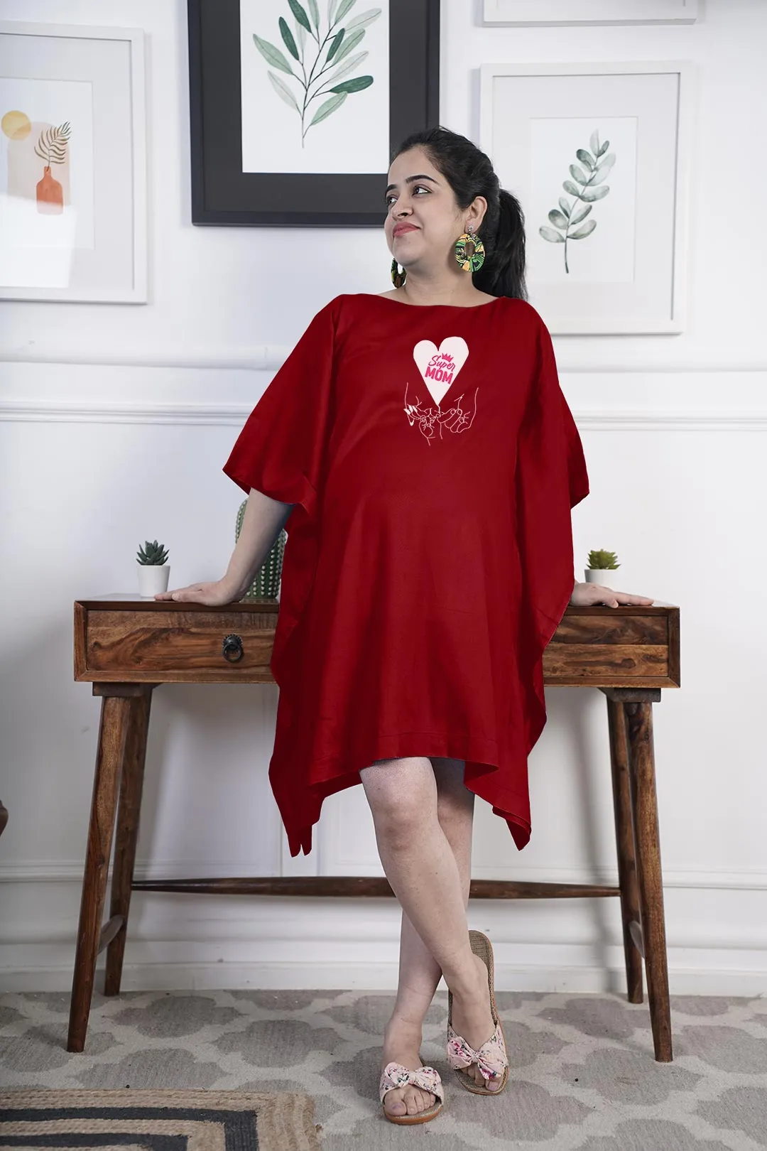 Maroon Rayon MaternityKaftan - BumpGlow