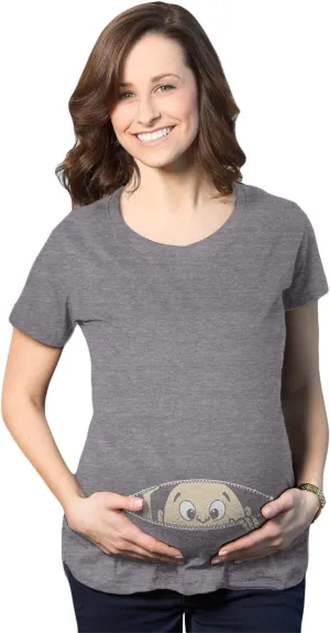 Maternity Baby Peeking T Shirt Funny Pregnancy Tee for Expecting Mothers