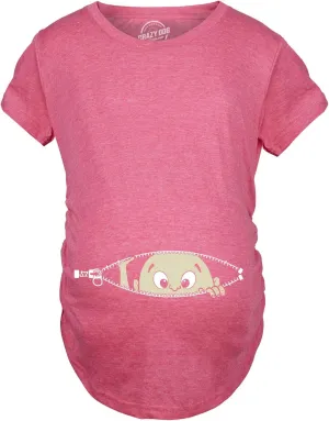 Maternity Baby Peeking T Shirt Funny Pregnancy Tee for Expecting Mothers
