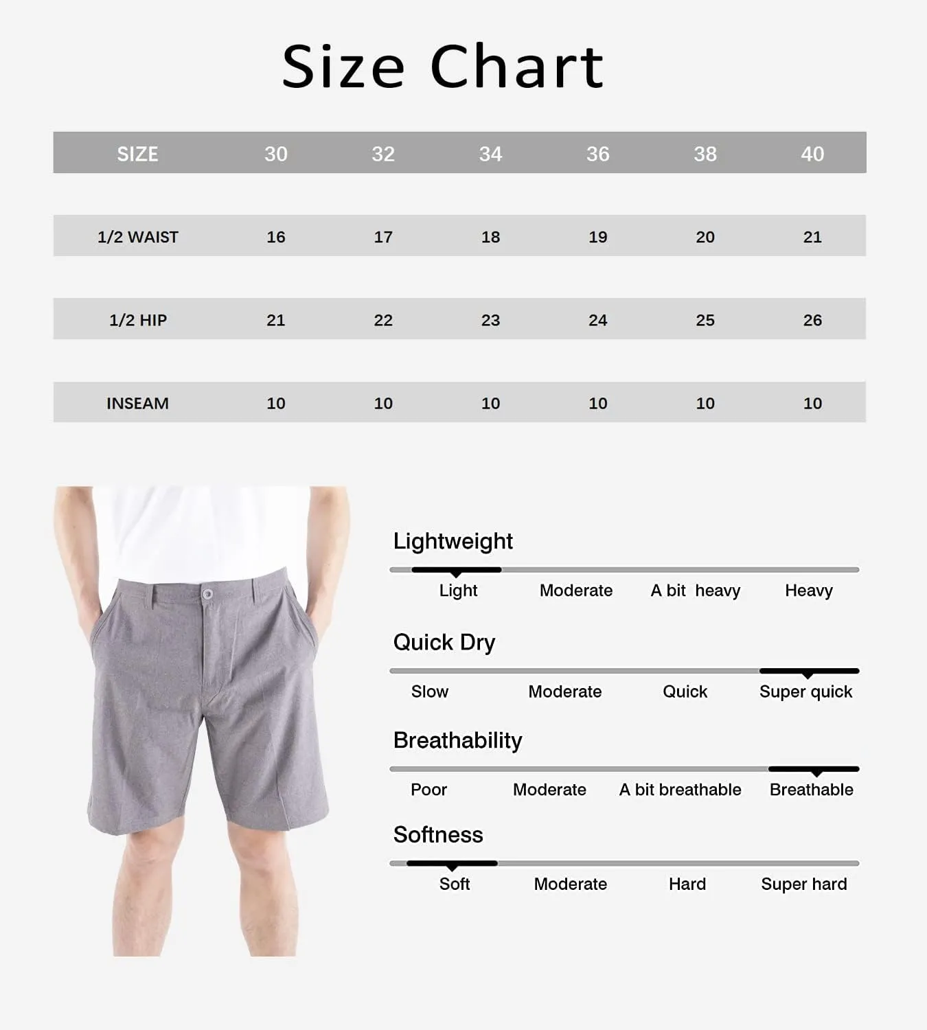 Mens Hiking Shorts Quick Dry Casual Dress Shorts with Pocket Summer Athletic Pants Travel Fishing Camping