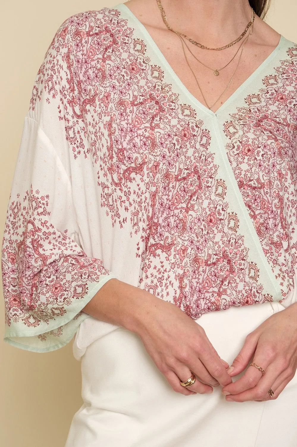 Mix V Neck Top