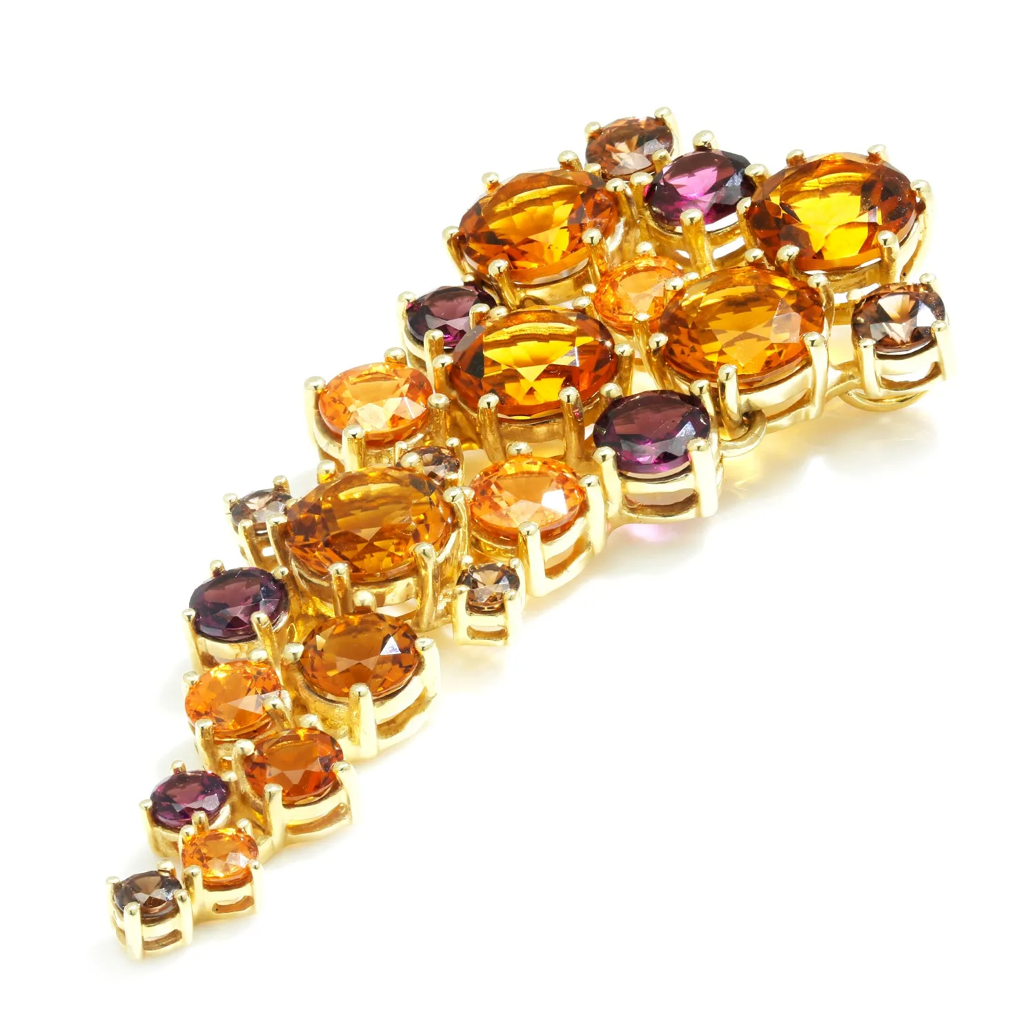 Multi-Gemstone Waterfall Pendant 14K Yellow Gold 15.00ctw