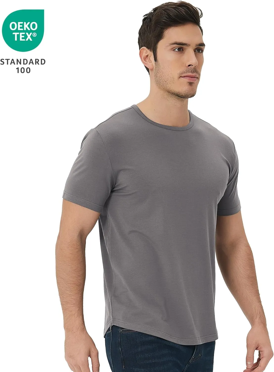 netdraw Men's Ultra Soft Bamboo Viscose T-Shirt Curve Hem Lightweight Cooling Short/Long Sleeve Casual Basic Tee Shirt