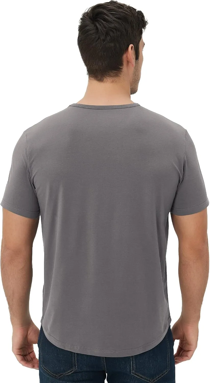 netdraw Men's Ultra Soft Bamboo Viscose T-Shirt Curve Hem Lightweight Cooling Short/Long Sleeve Casual Basic Tee Shirt