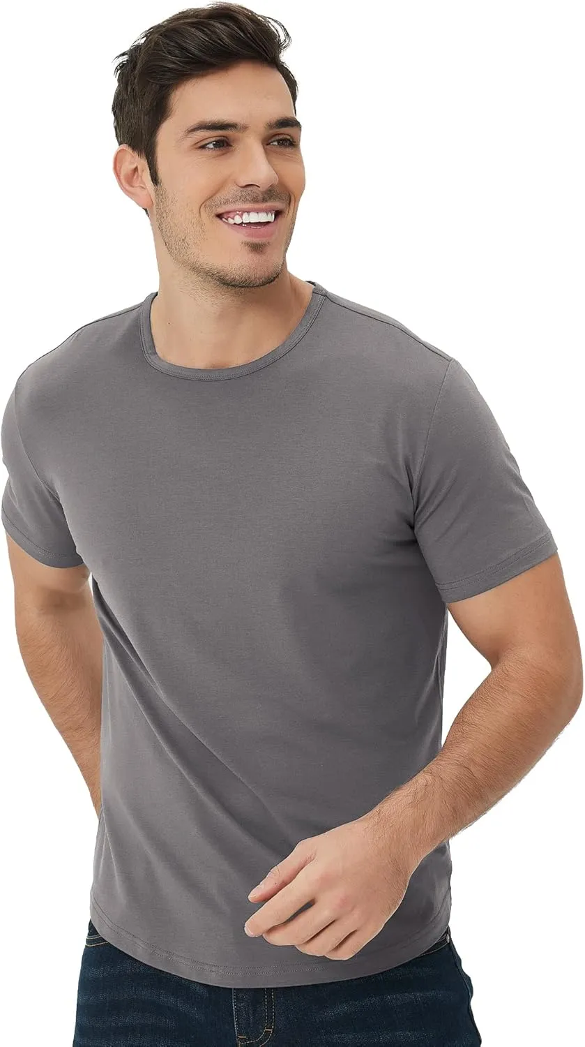 netdraw Men's Ultra Soft Bamboo Viscose T-Shirt Curve Hem Lightweight Cooling Short/Long Sleeve Casual Basic Tee Shirt