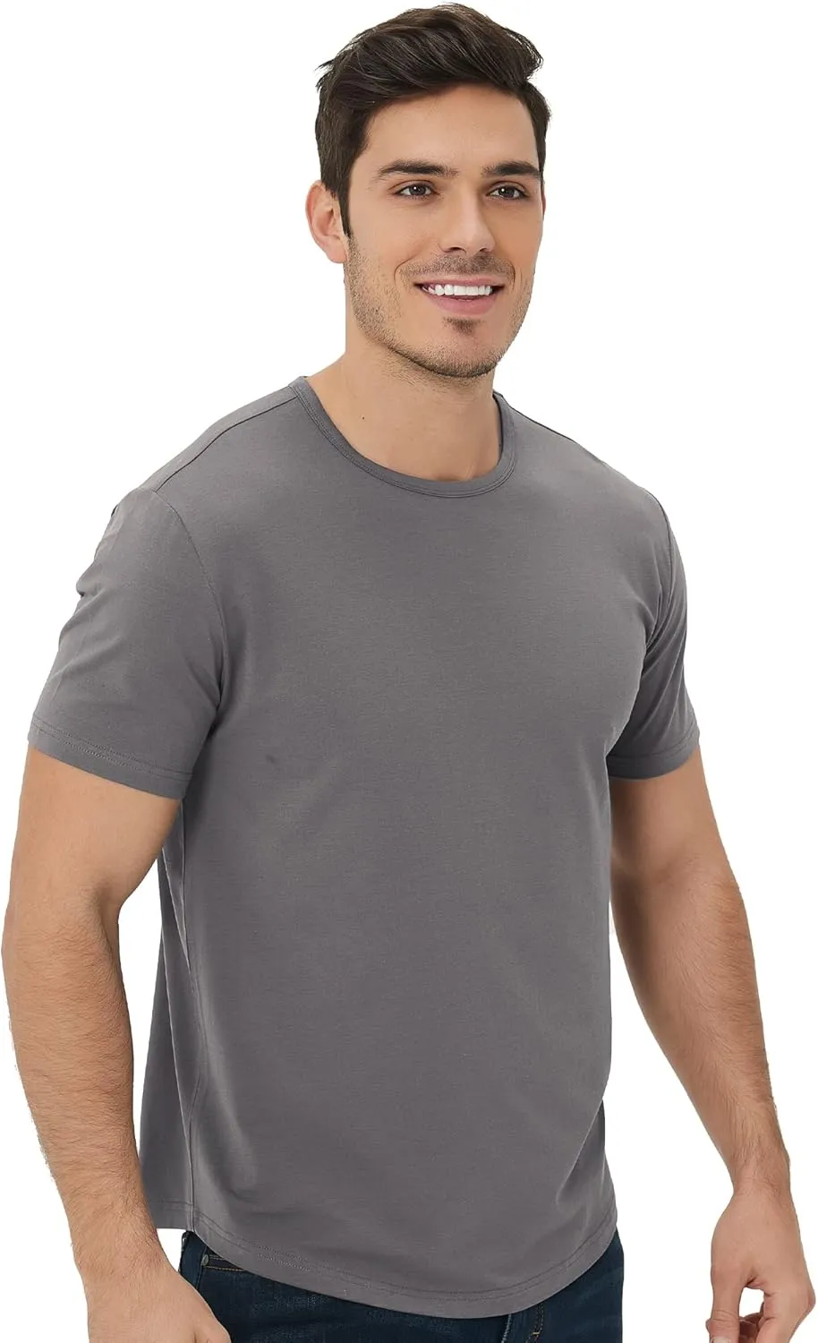 netdraw Men's Ultra Soft Bamboo Viscose T-Shirt Curve Hem Lightweight Cooling Short/Long Sleeve Casual Basic Tee Shirt