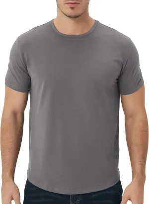 netdraw Men's Ultra Soft Bamboo Viscose T-Shirt Curve Hem Lightweight Cooling Short/Long Sleeve Casual Basic Tee Shirt