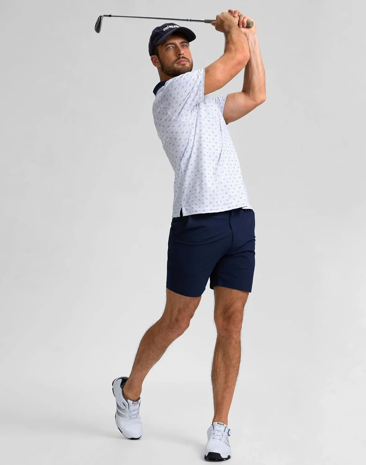 Obla Mens Golf Polo Shirts Short Sleeve Dry Fit Performance Moisture Wicking Casual Print Collared Golf Shirts for Men