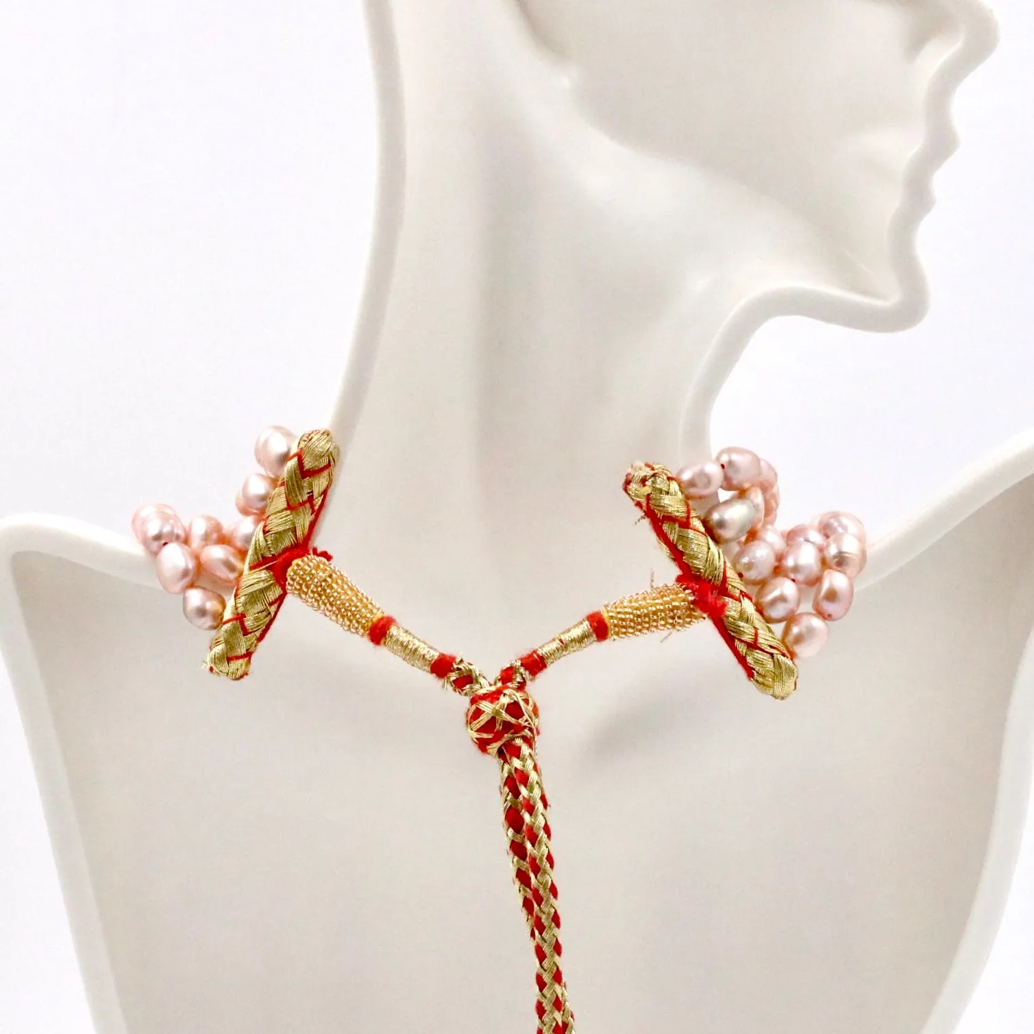 Pearl and Coral Necklace Fresh Water Pearl and Coral Layered Necklace Gemstone Necklace Long Necklace Indian Necklace SKU: 6143382