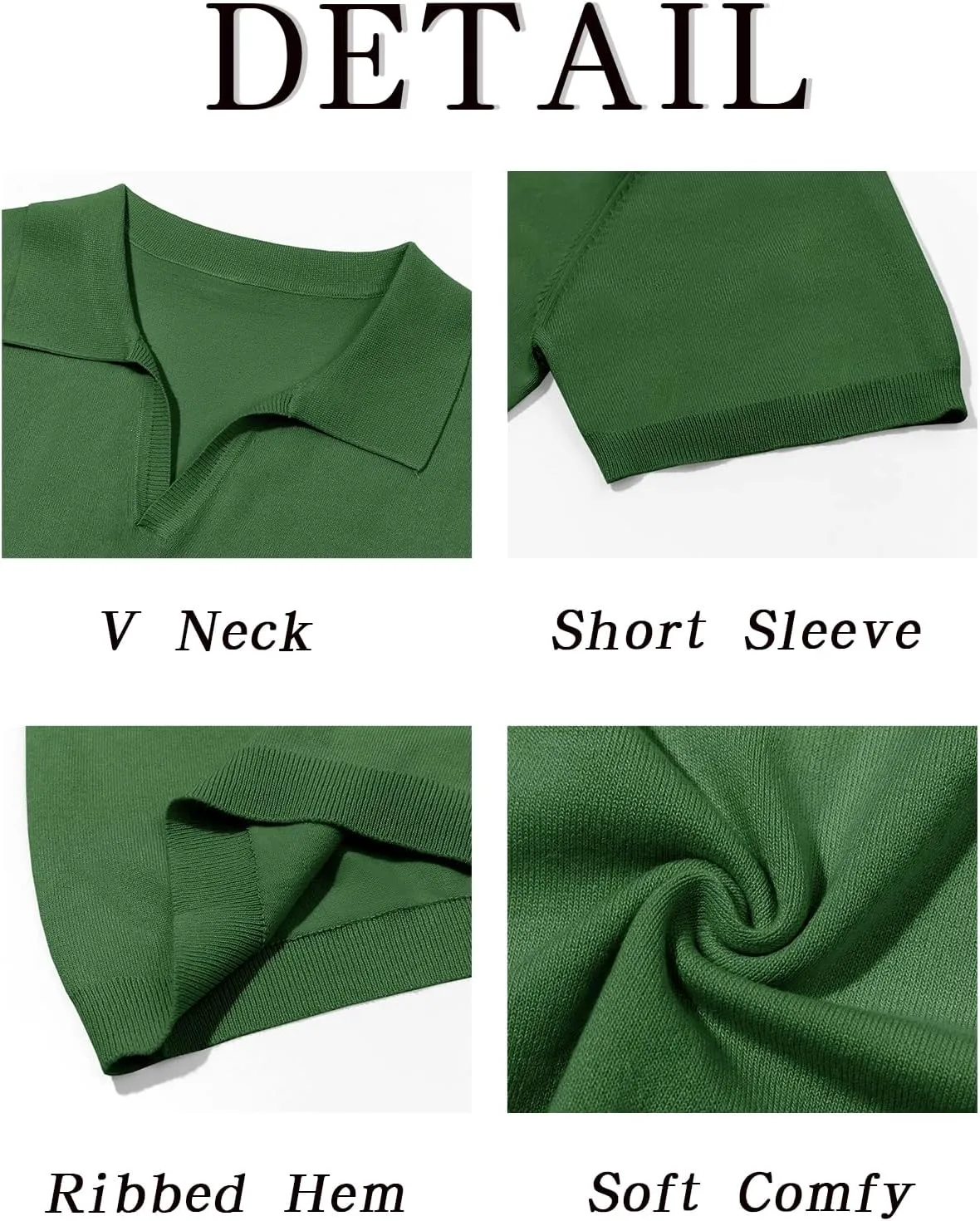 Runcati Men's V Neck Polo Shirts Short Sleeve Muscle Gym Knitted Golf Shirts Casual Slim Fit Tops