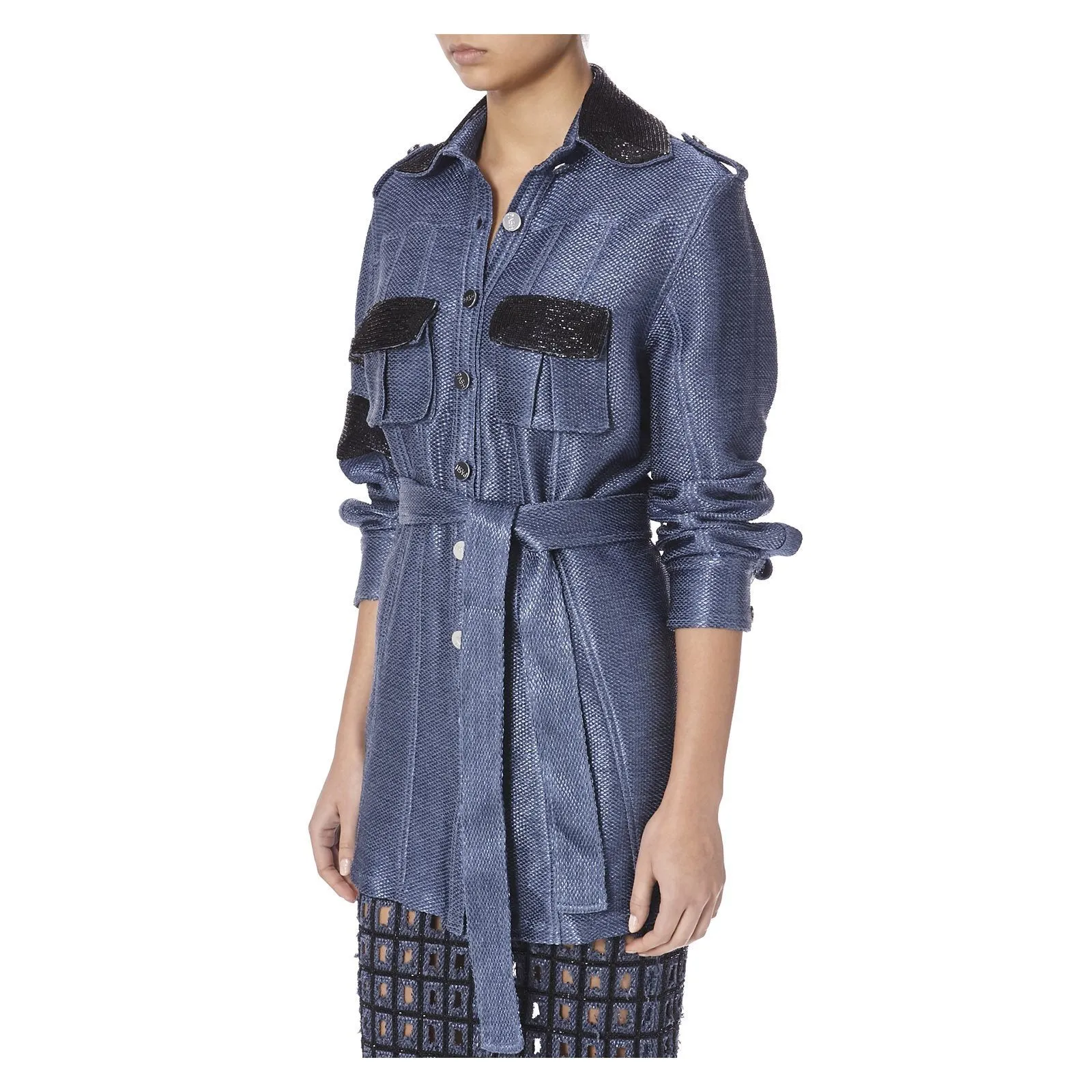SAFARI JACKET IN BLUE RAFIA