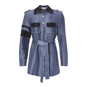SAFARI JACKET IN BLUE RAFIA