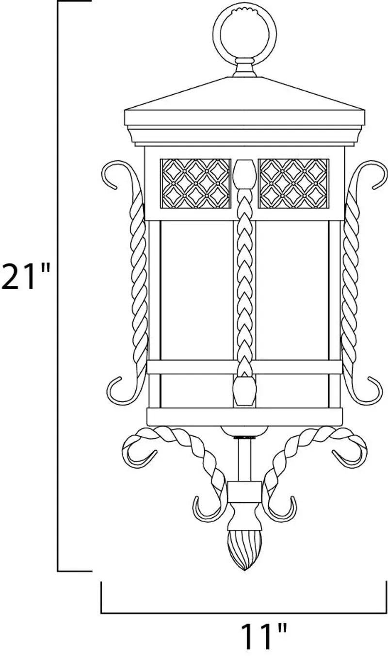 Scottsdale 21" 3 Light Outdoor Hanging Lantern in Country Forge