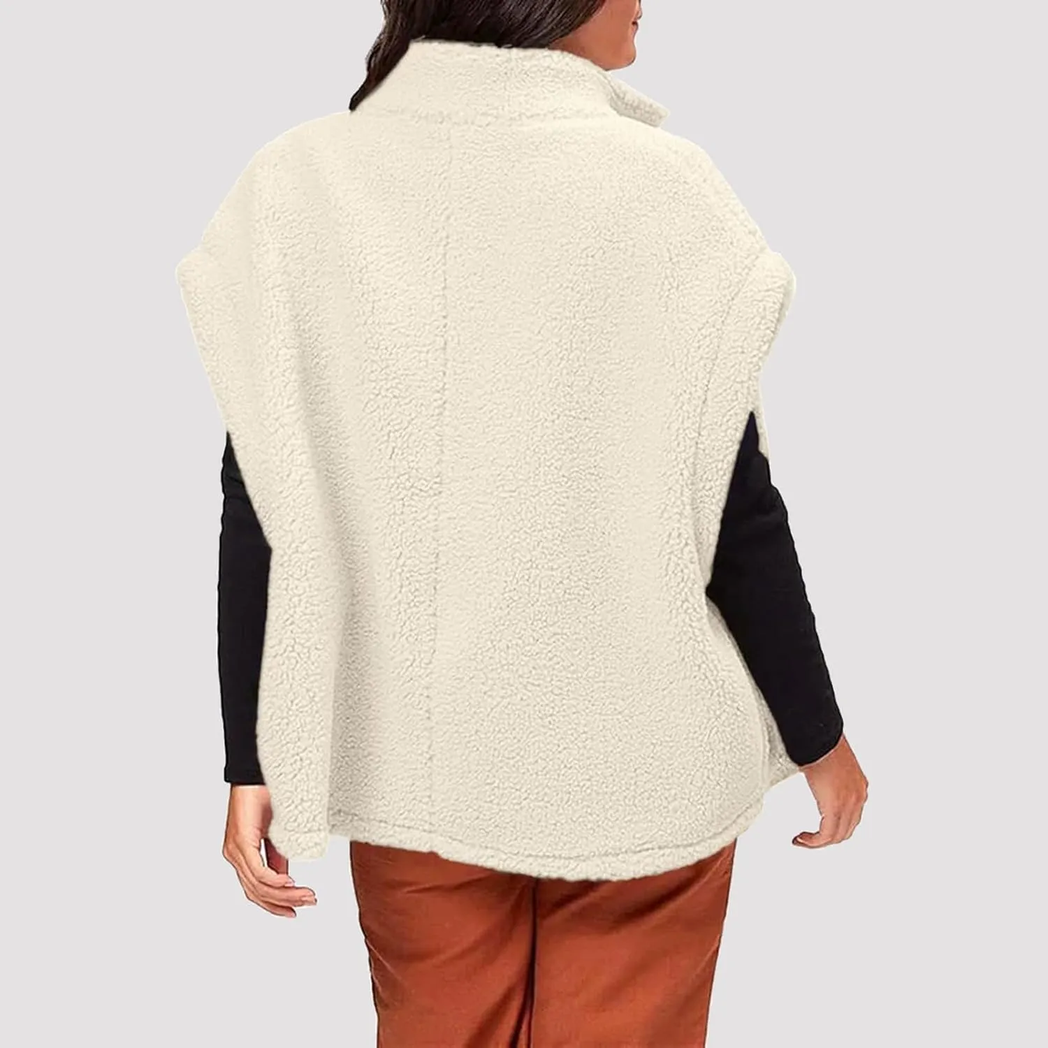 Sherpa Vest Women Sleeveless Button Down Fuzzy Fleece Vest Jacket Casual Oversized Vests Outerwear with Pockets