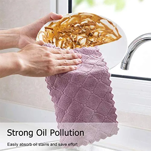 SOBBY 10 Pcs Small Size Kitchen Dish Cleaning Nonstick Oil Coral Velvet Microfiber Wipes Magic Oil Resistant Cleaning Cloth -10 pcs - 15cm x 27cm