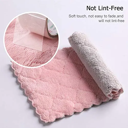 SOBBY 10 Pcs Small Size Kitchen Dish Cleaning Nonstick Oil Coral Velvet Microfiber Wipes Magic Oil Resistant Cleaning Cloth -10 pcs - 15cm x 27cm