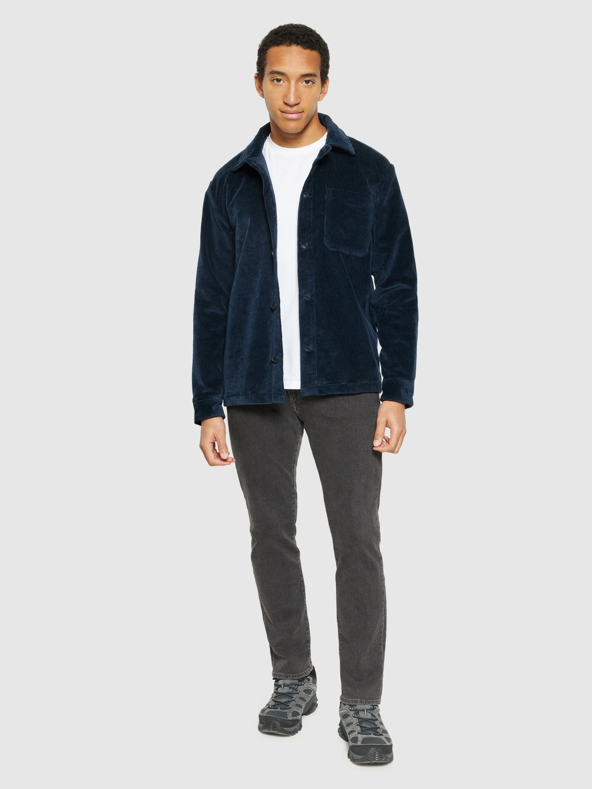 Stretched 8-wales corduroy overshirt - Total Eclipse