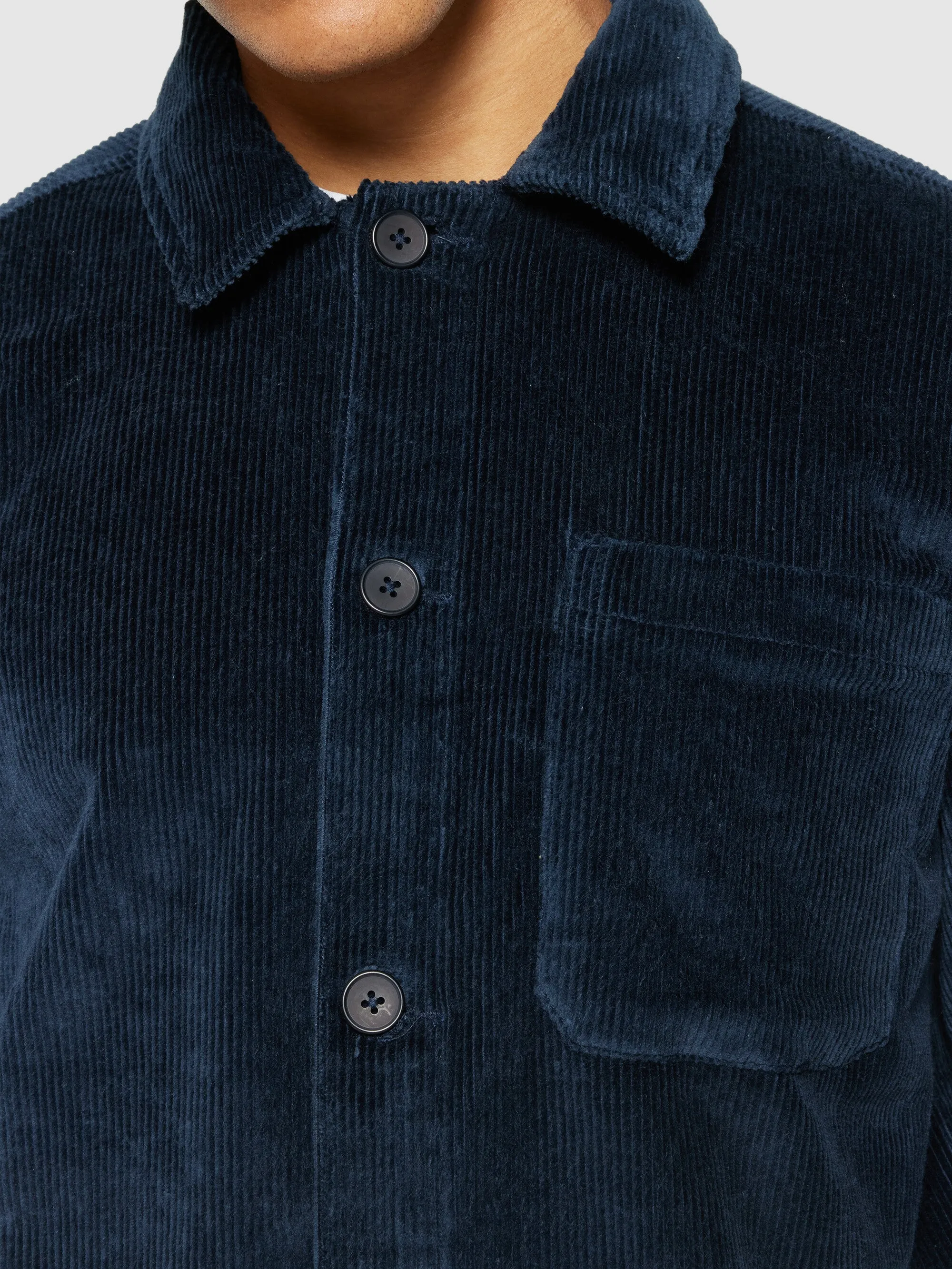 Stretched 8-wales corduroy overshirt - Total Eclipse
