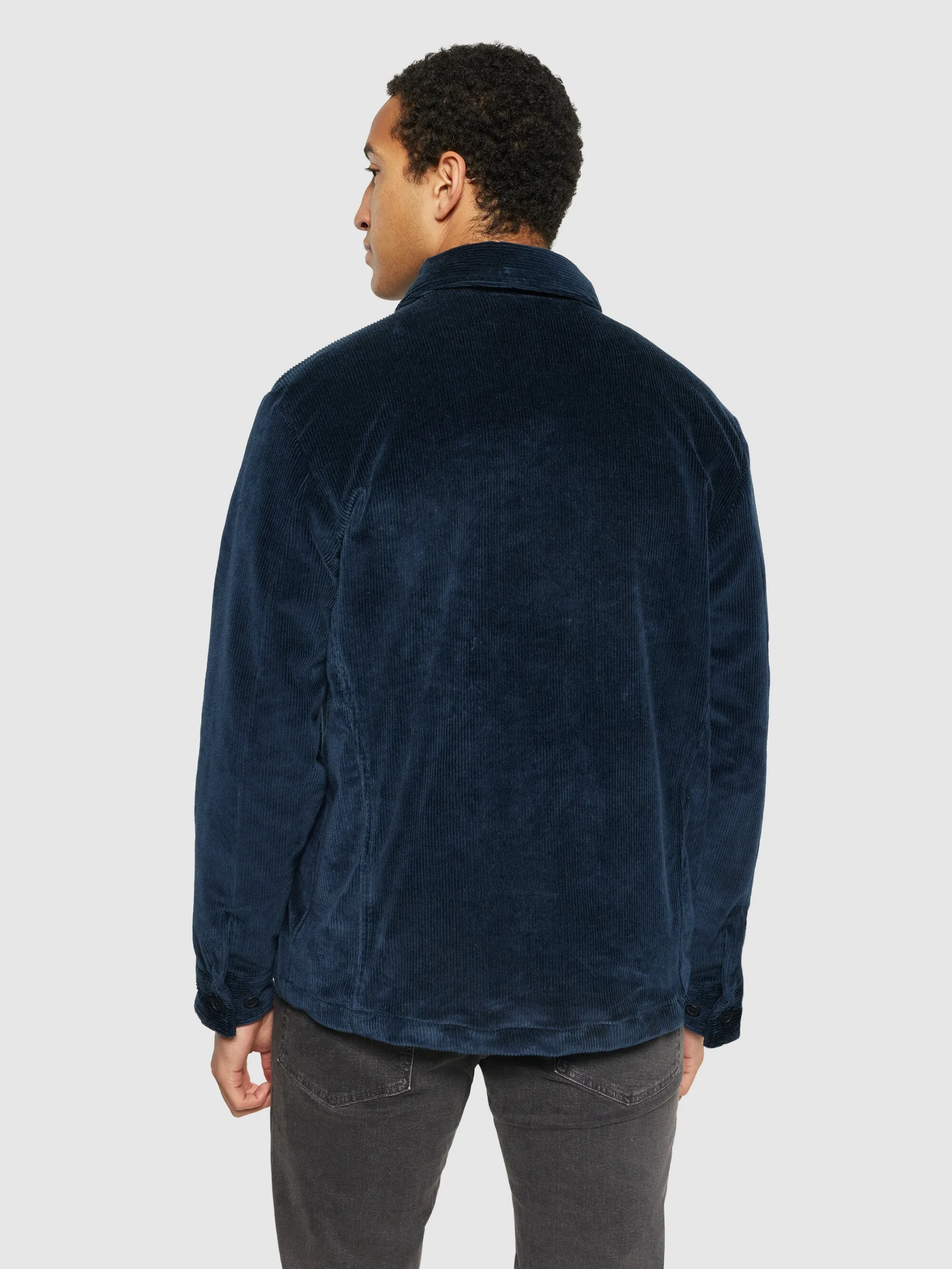 Stretched 8-wales corduroy overshirt - Total Eclipse