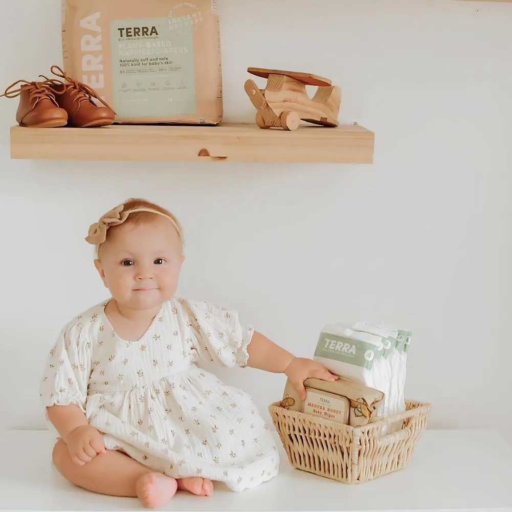 Terra 8-Pack Natural Plant-Based Eco-Friendly Diapers - 144 diapers, 18 count per pack (Size 4, Toddler)