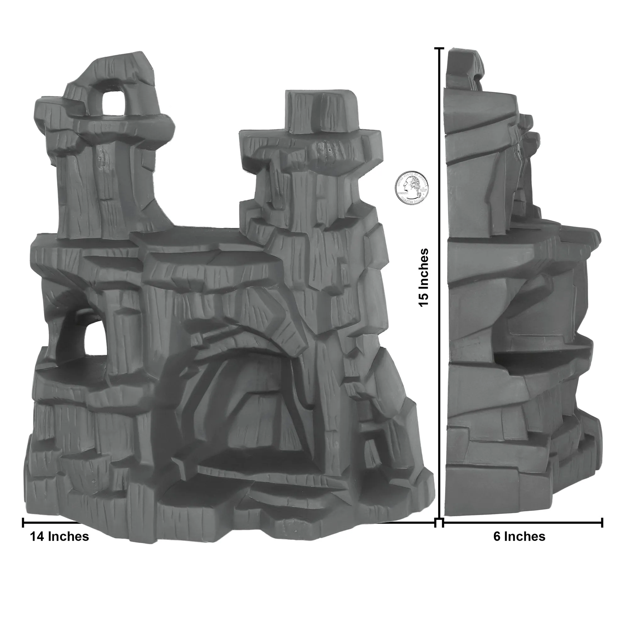 TimMee Battle Mountain Scenery - Dark Gray Figure Display & Play Terrain US Made