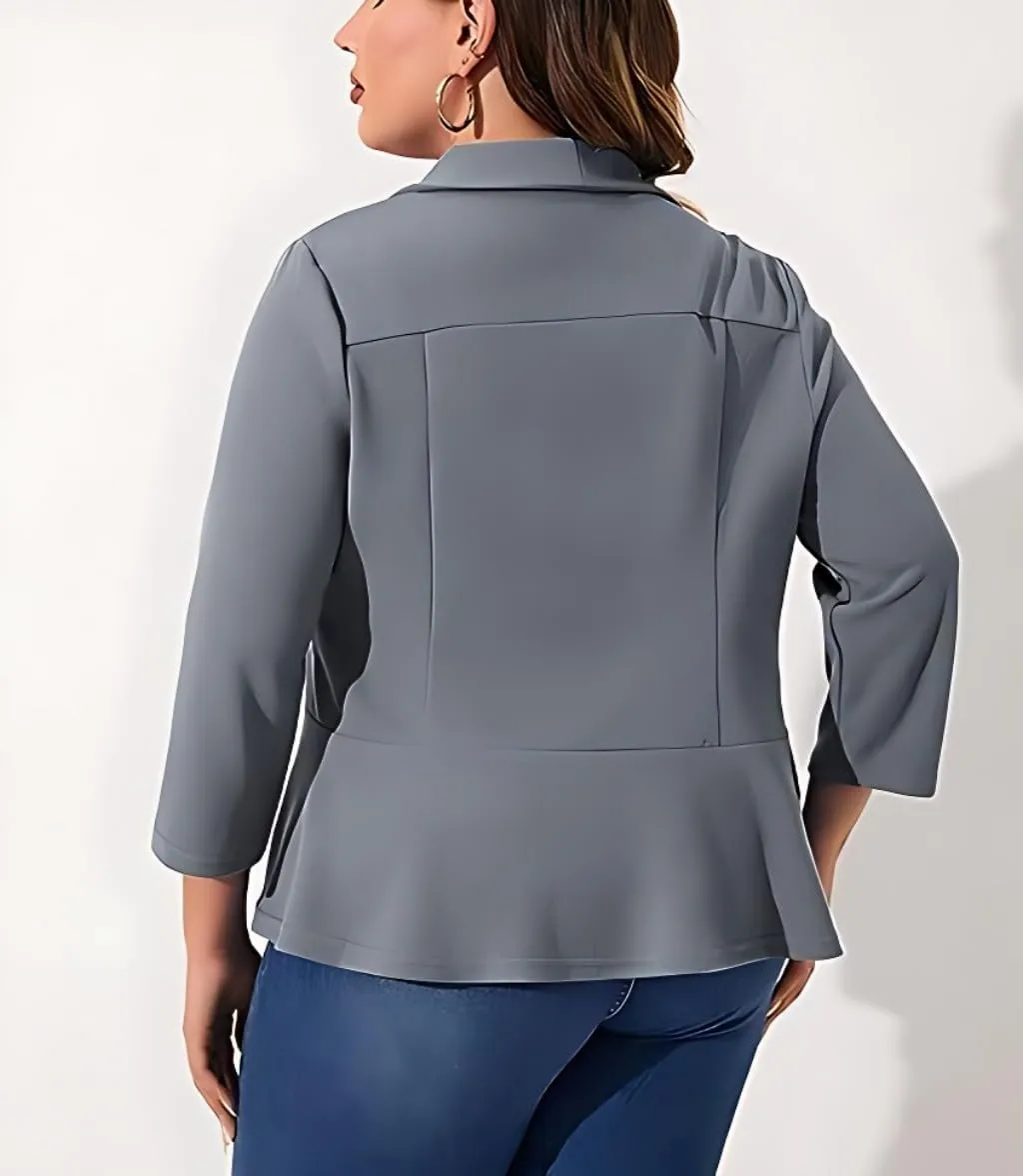 Trendy Blazers for Women Plus Size Open Front Ruffled Blazer Jacket Casual Business Cropped Blazer Cardigan