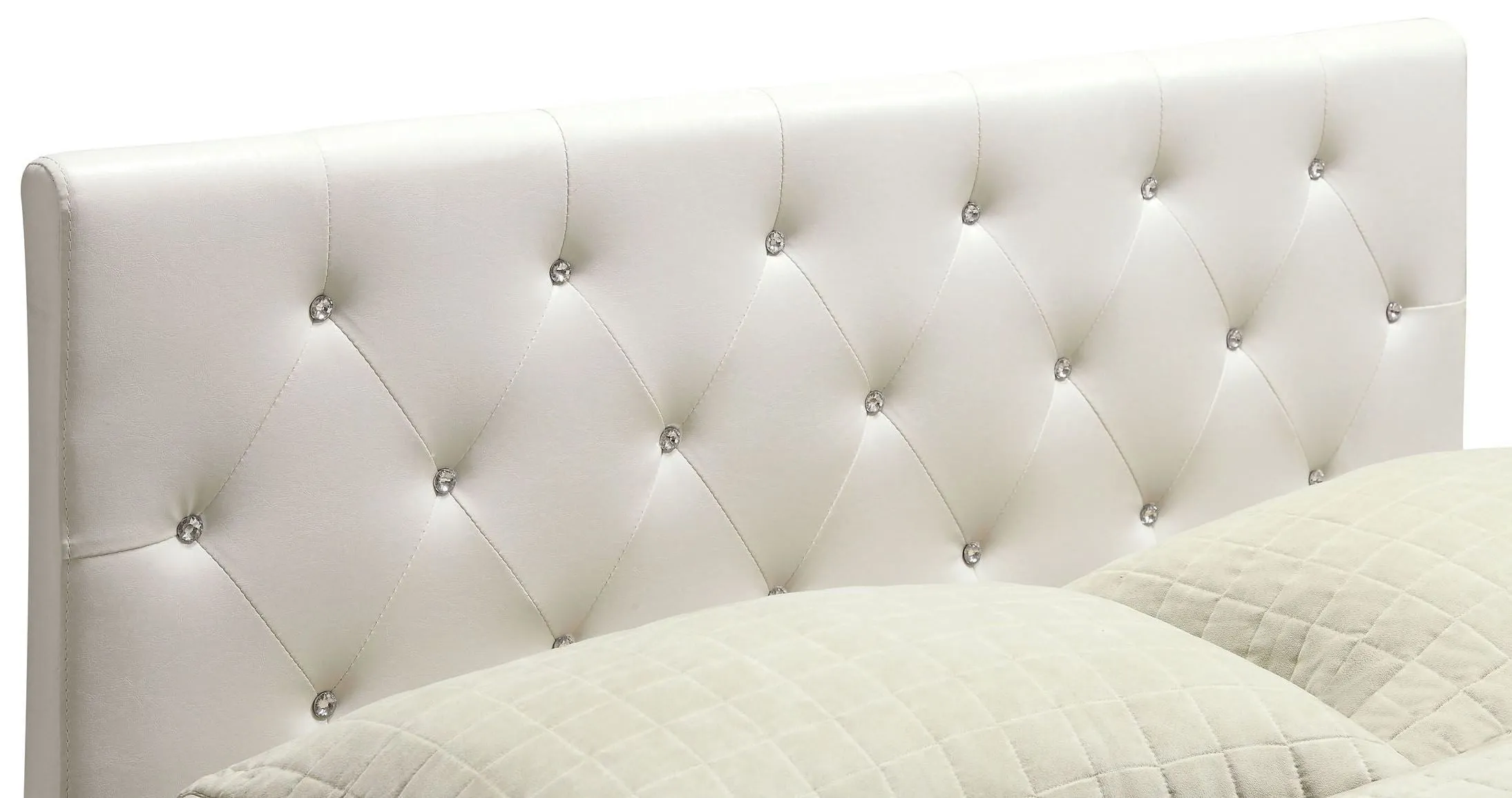 Velen Padded Leatherette Platform Bed ( Available in WHite or Black)