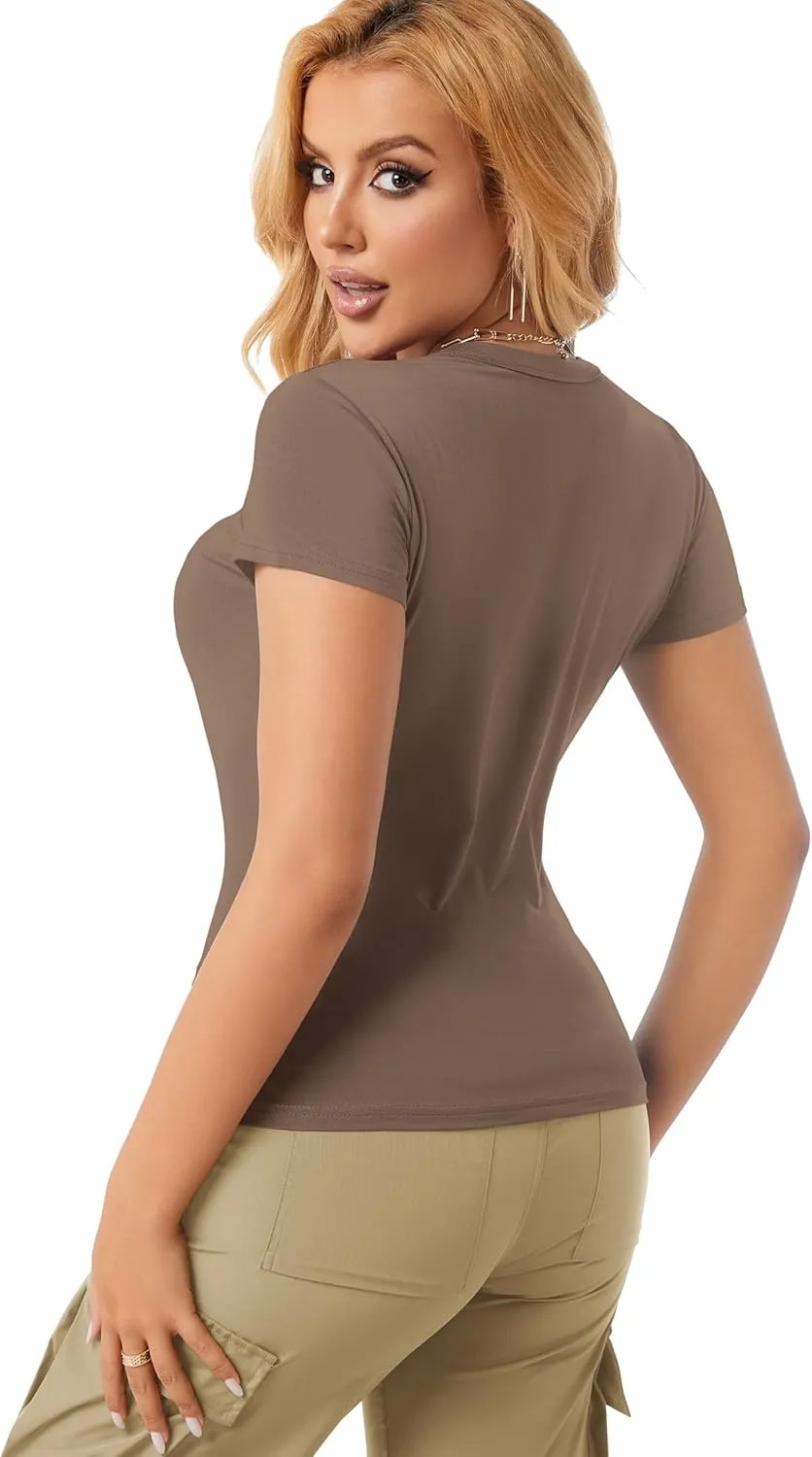 Women's T Shirt Basic Short Sleeve Summer Tops Slim Fit Y2k Tees Going Out Crop Top