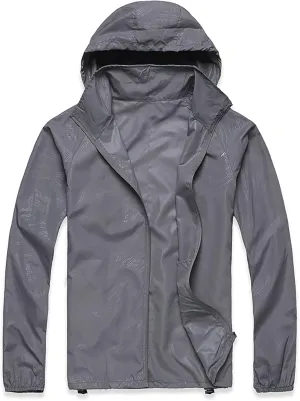 Ymosrh Men's Work Jackets Lightweight Waterproof Windbreaker Rain Jacket Packable with Hood for Hiking Travel, XS-3XL